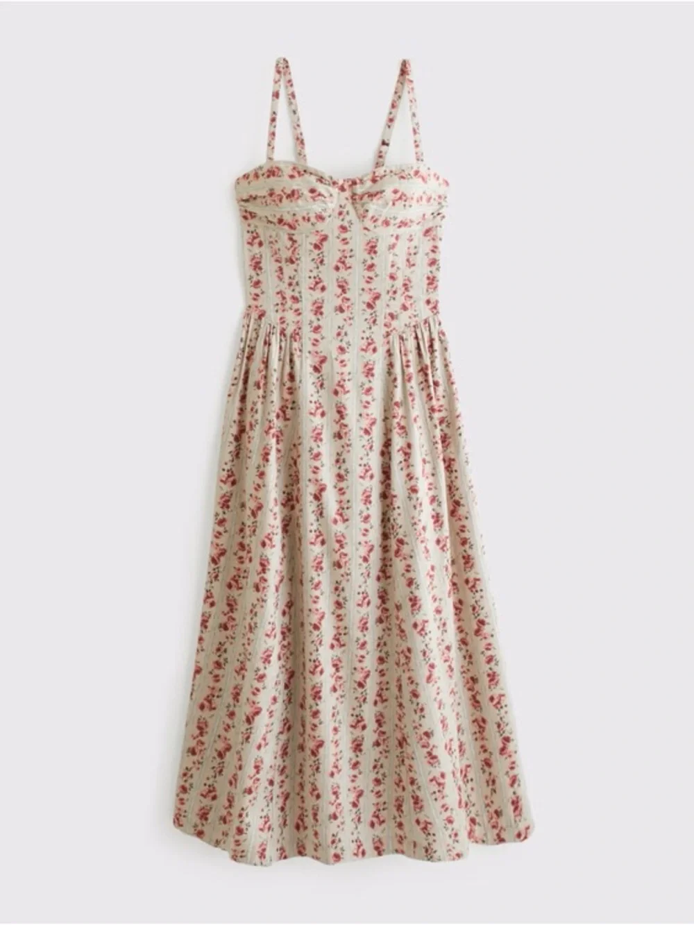Abercrombie & Fitch Cream Maxi Dress with Pink Floral Print